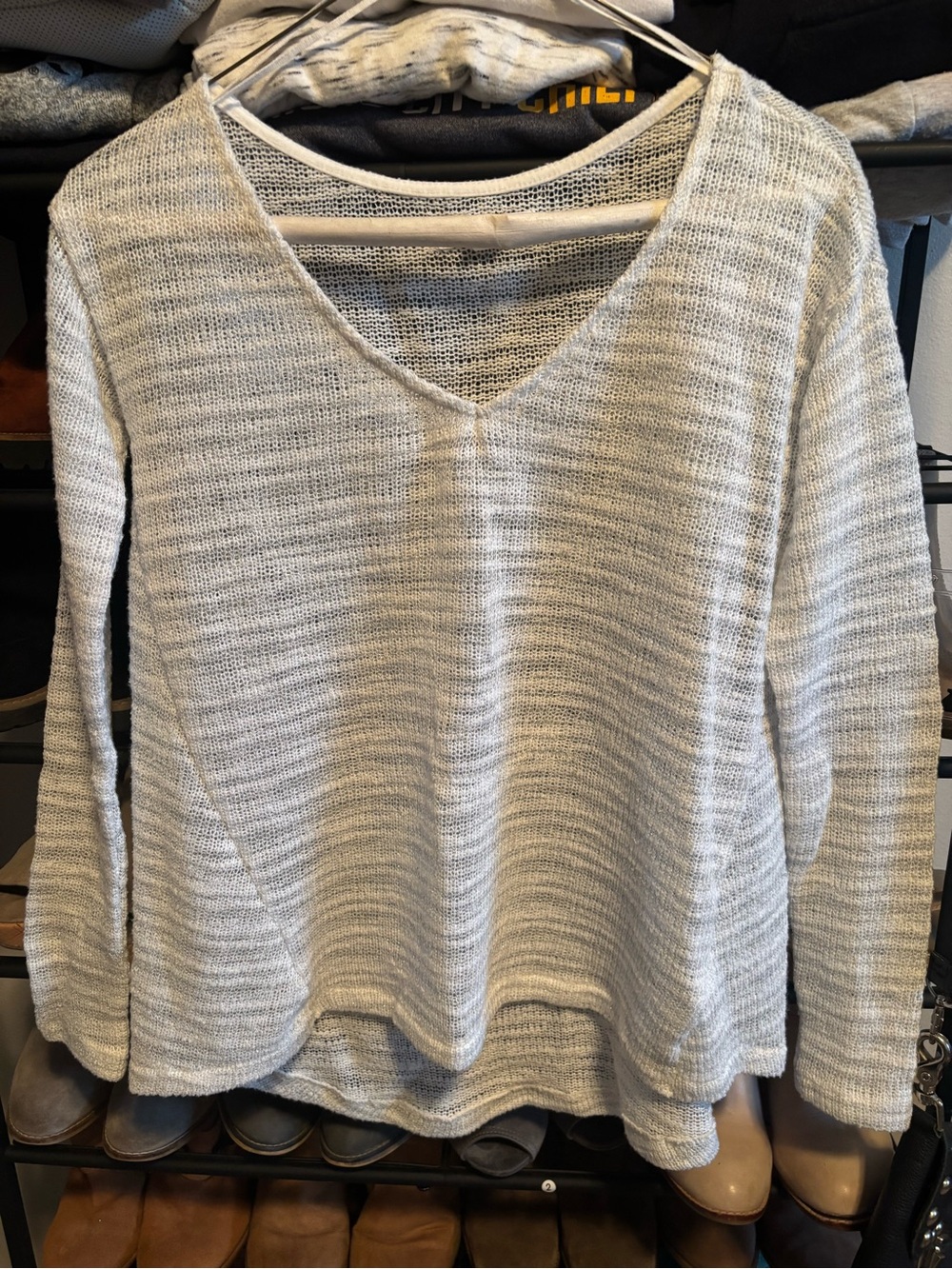 Aeropostale Light Gray V-Neck Knit Sweater
